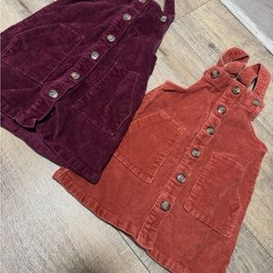 wonder nation Corduroy Button-Front Jumper Dress in Plum and Rust
